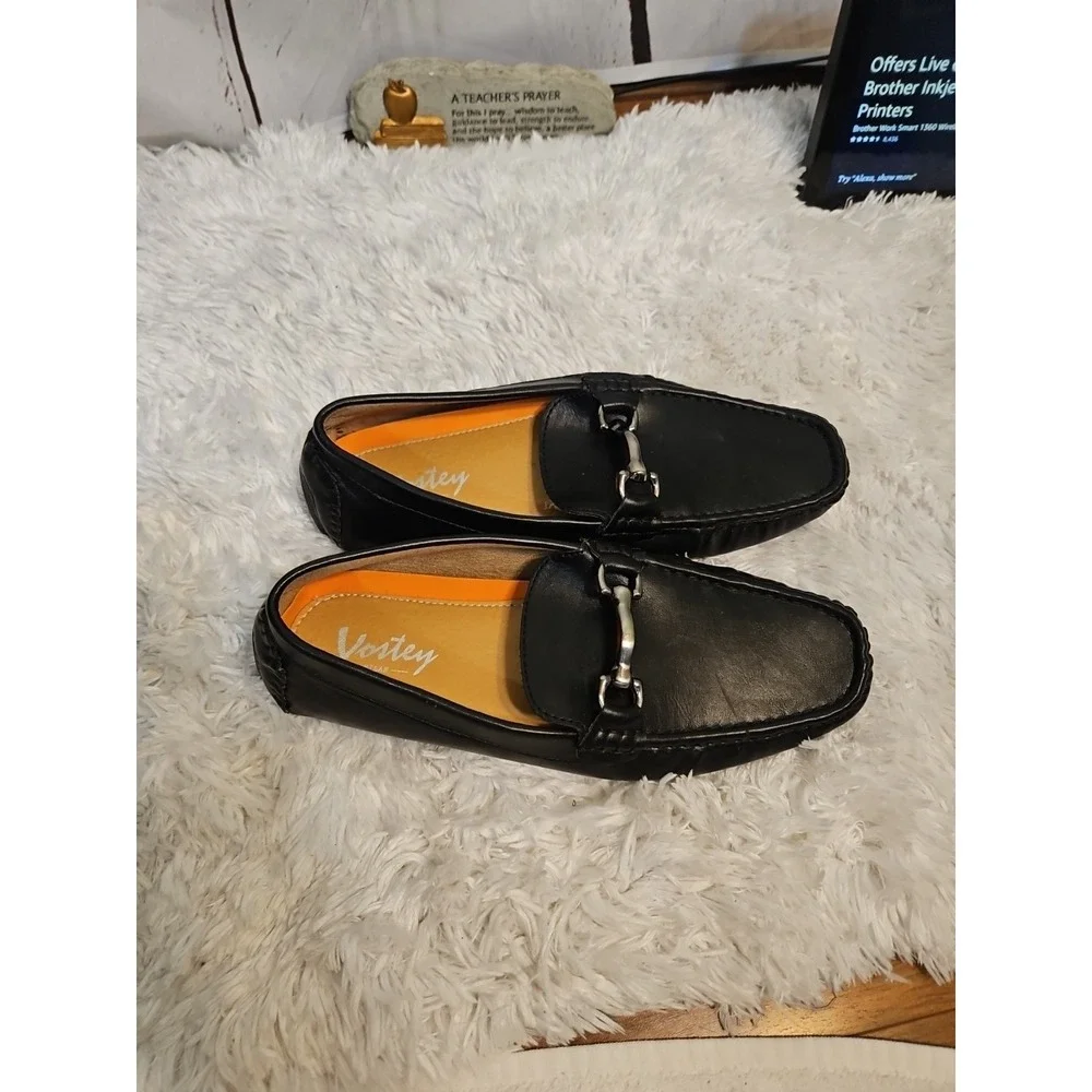 Vostey Men's Penny Loafers‎ size 9 Slip on Shoes Black  EUC